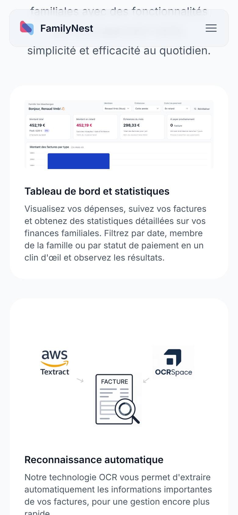 Les outils sur téléphone : la carte du tableau de bord puis celle de la reconnaissance automatique