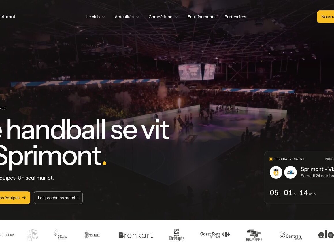 Nouvel accueil : « Le handball se vit à Sprimont. », le prochain match et son compte à rebours