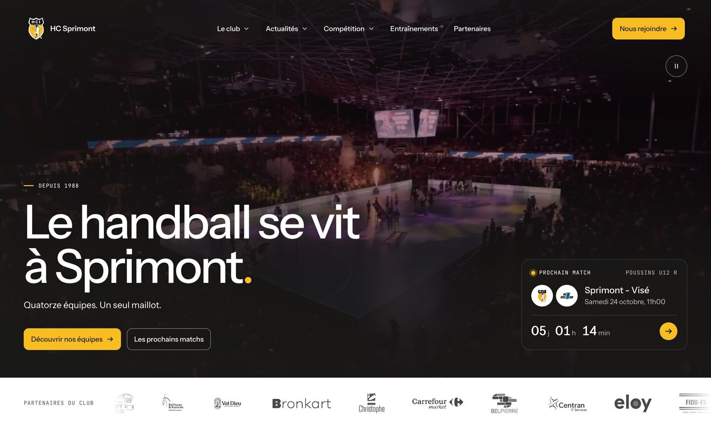 Nouvel accueil : « Le handball se vit à Sprimont. », le prochain match et son compte à rebours