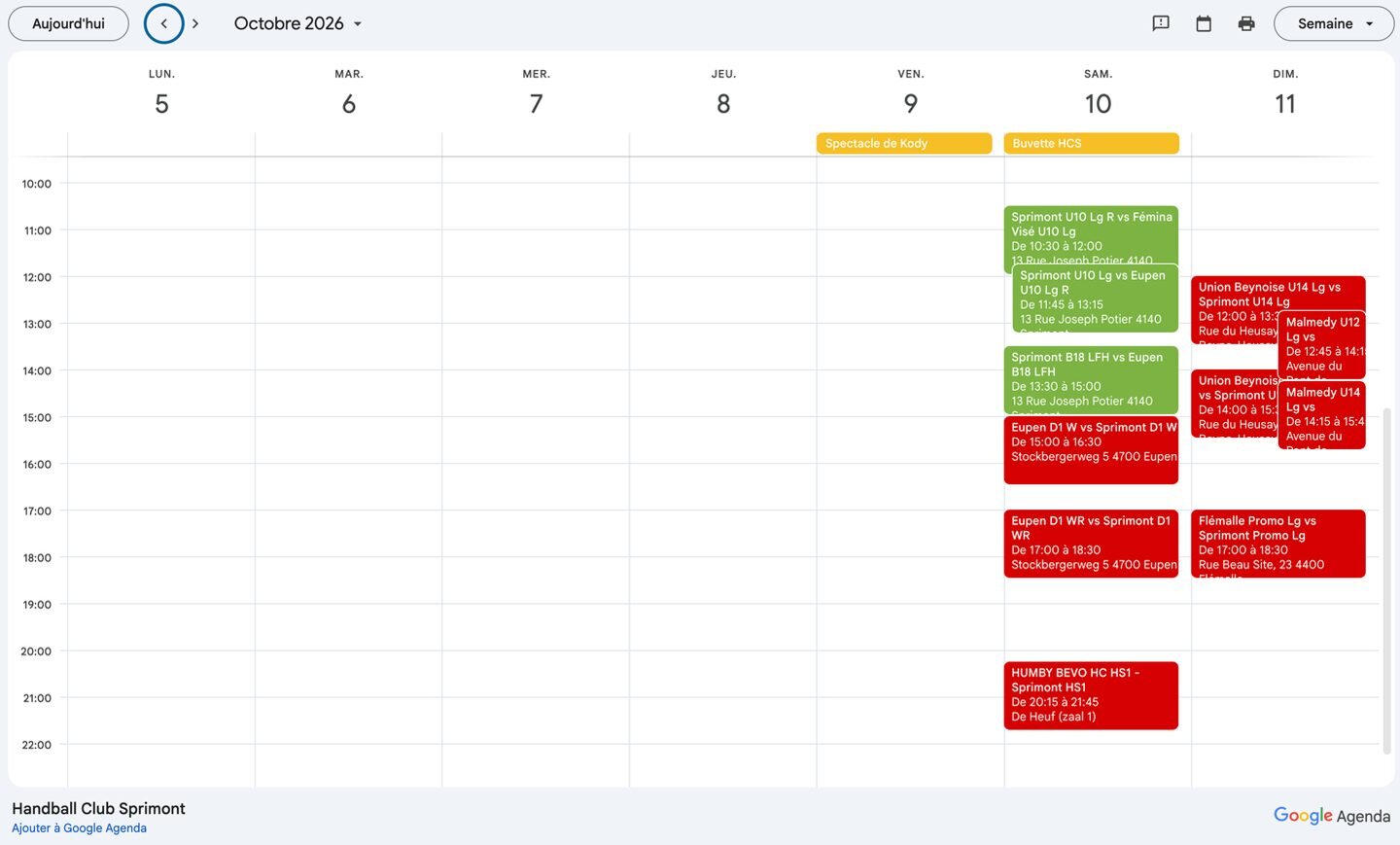 Ancien calendrier : un agenda Google intégré à la page