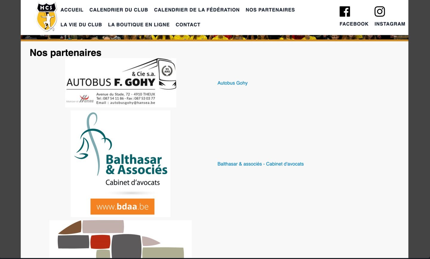Ancienne page des partenaires : une colonne de logos de tailles inégales